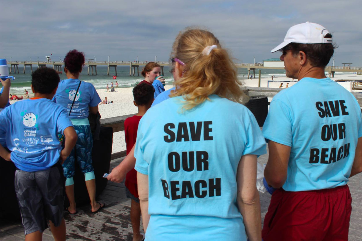 Beach cleanup at The Boardwalk on Okaloosa Island