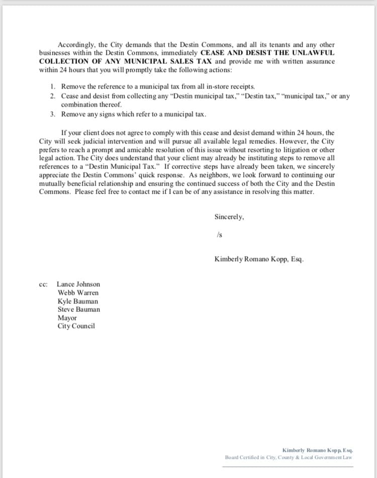 Letter To Cease And Desist from www.getthecoast.com